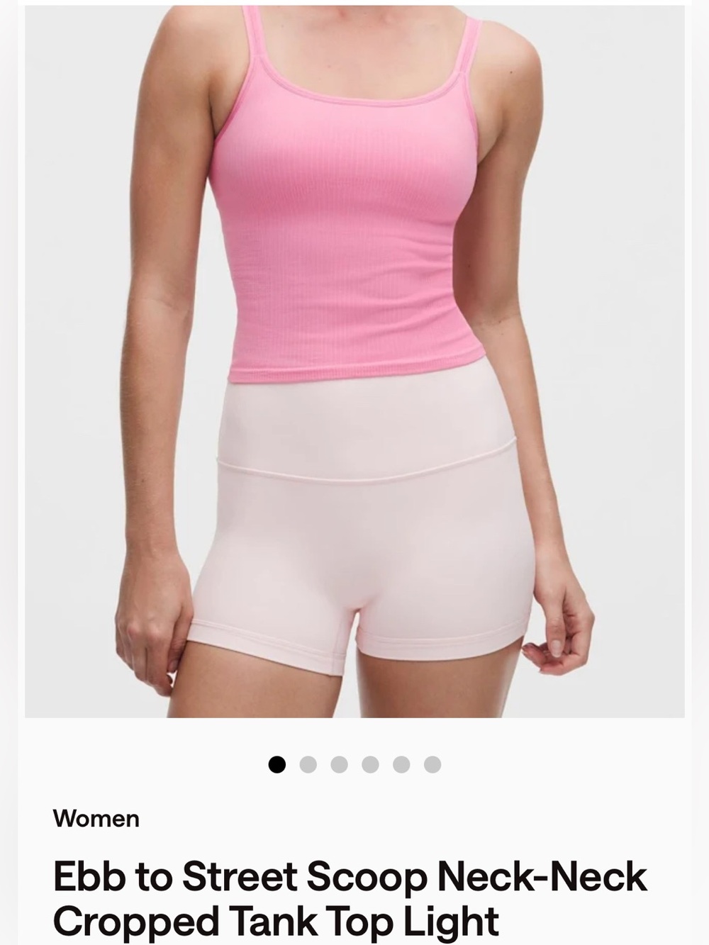 Lululemon CANDY CLOUD  Pink Ribbed Scoop Neck Cropped Ebb tank